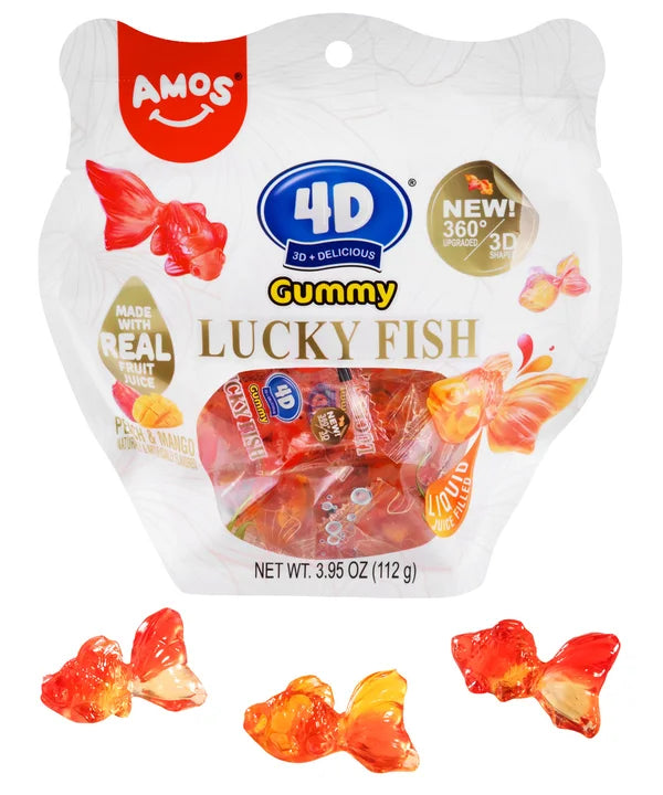 Amos 4D Gummy Lucky Goldfish 3.95oz 12ct Case