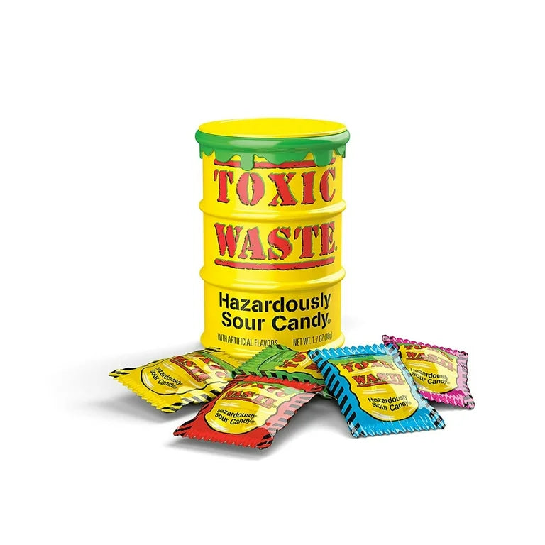 Toxic Waste Yellow Drums Assorted Super Sour Candy 1.7oz 12ct