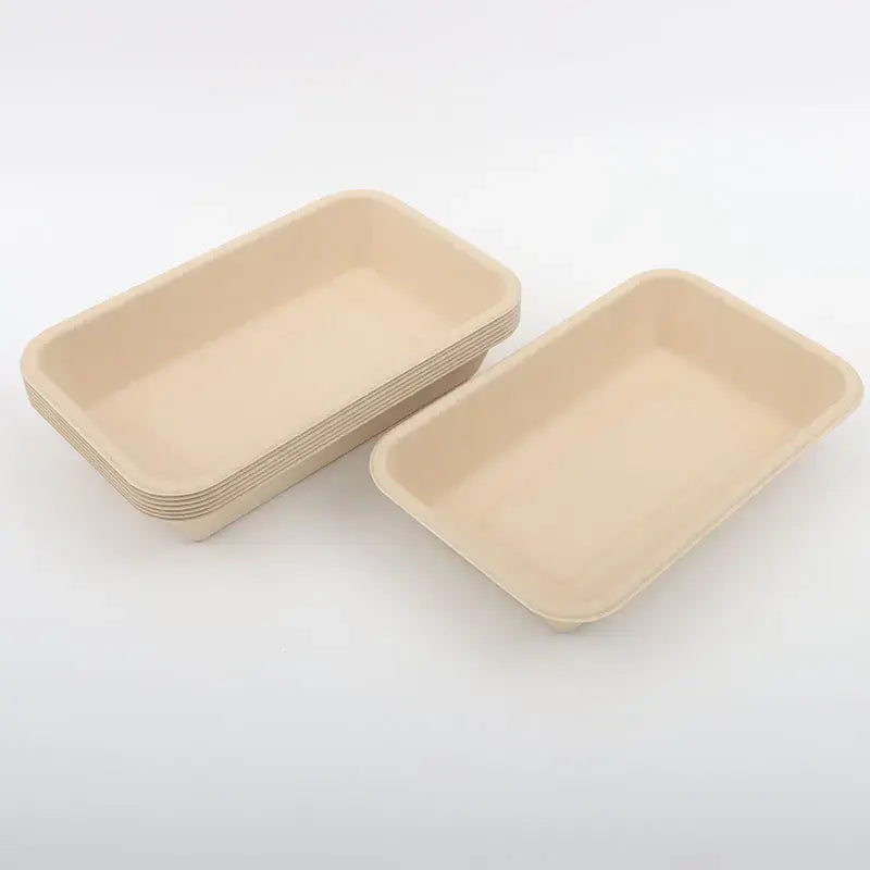8" x 5" Disposable Bamboo Rectangular Serving Tray - 50 Trays