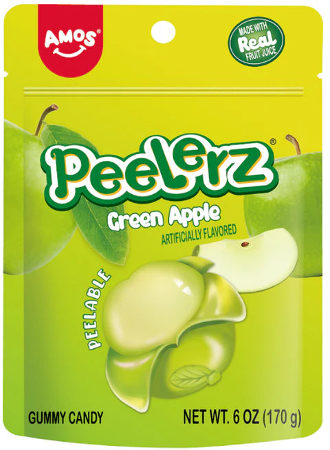 Amos Green Apple Gummy Peelerz 6oz 12ct Case