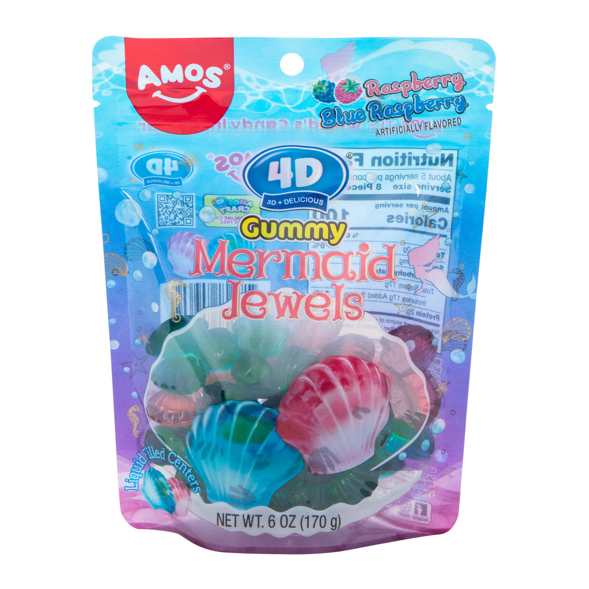 Amos 4D Gummy Mermaid Jewels 6oz Bag 12ct