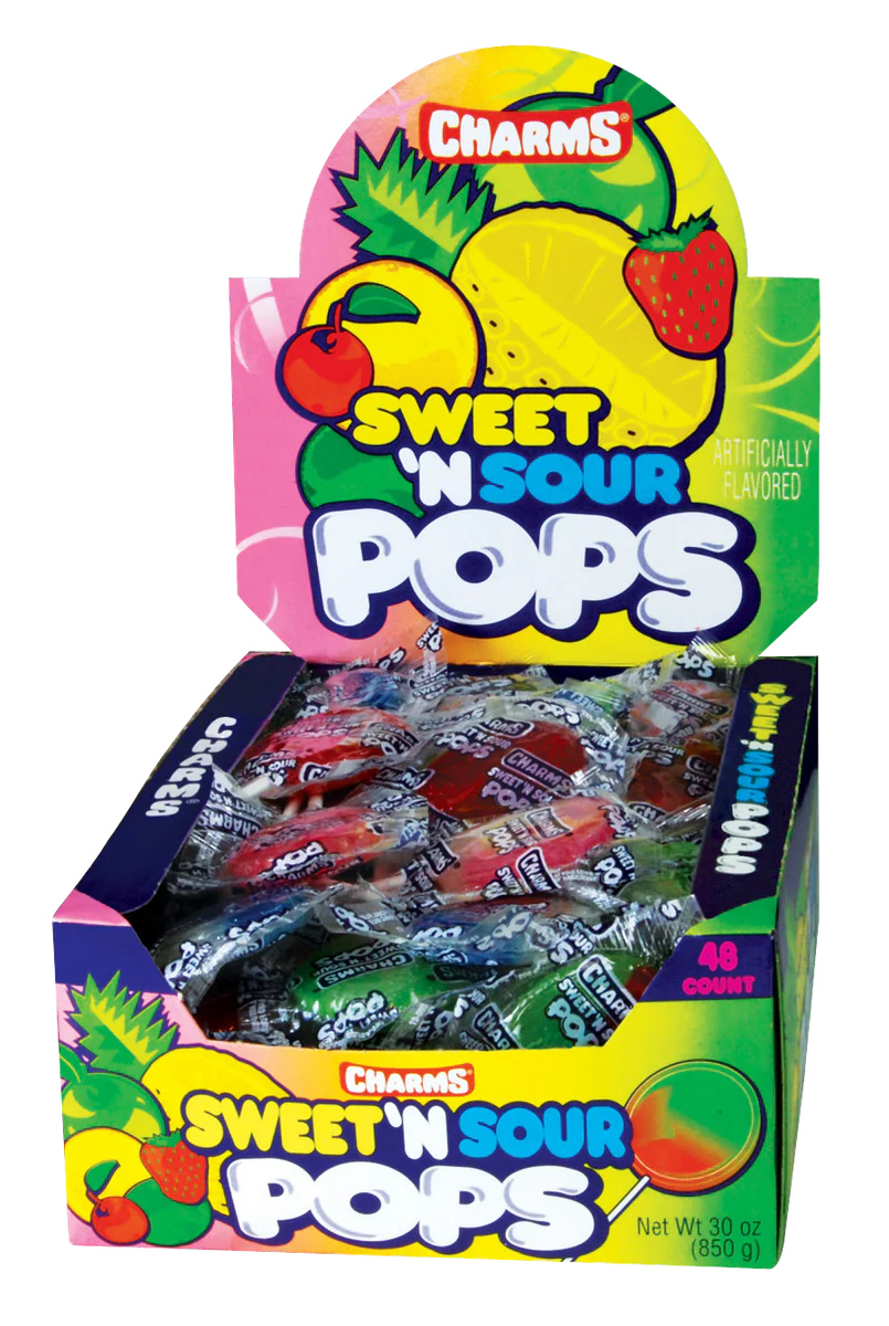 Charms Sweet And Sour Flat Pops 48ct
