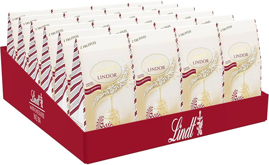 Lindor Holiday White Chocolate Peppermint Mini Bag 0.80oz 24ct