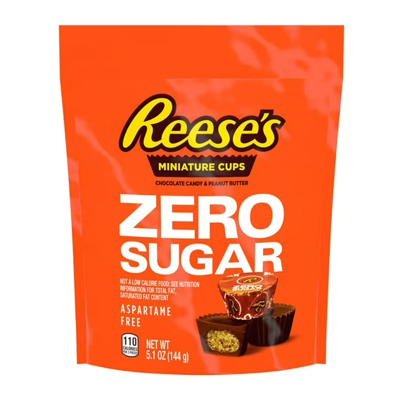 REESE'S ZERO SUGAR Peanut Butter Miniature Cups Pouch 5.1oz 8ct