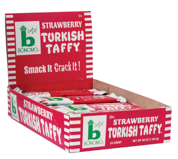 Bonomo Turkish Taffy Strawberry 1.5oz Bar 24ct