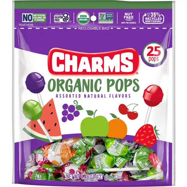 Charms Organic Mini Pops 4.49oz 6ct