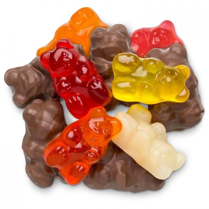 picture of chocolate and candy flavored gummy bears