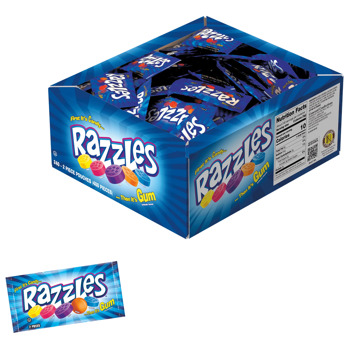 Razzles Retro Candy and Gum 2-Piece Packs 240ct