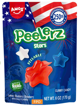 Amos Peelerz Gummy Stars 6oz 12ct Case