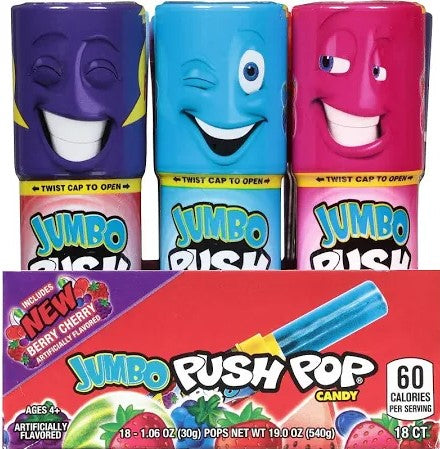 The Bazooka Company Jumbo Push Pop Lollipops 18ct