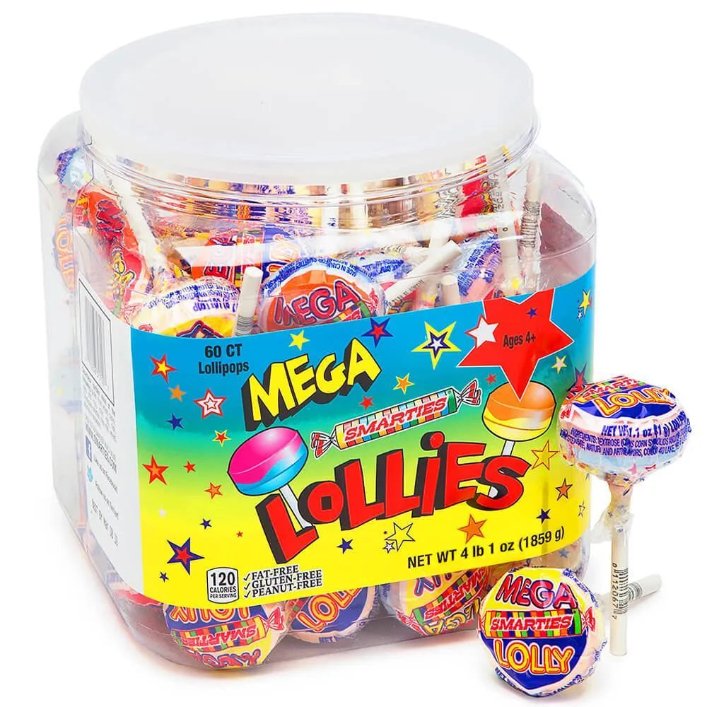 Smarties Mega Double Lollipops 60ct Tub