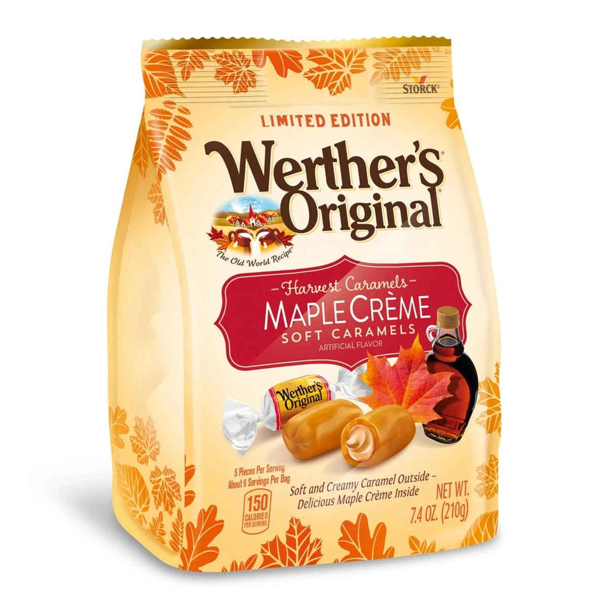 Werther's Original Soft Maple Creme Caramels 7.4oz Stand Up Bag 10 Ct Stackable Tray