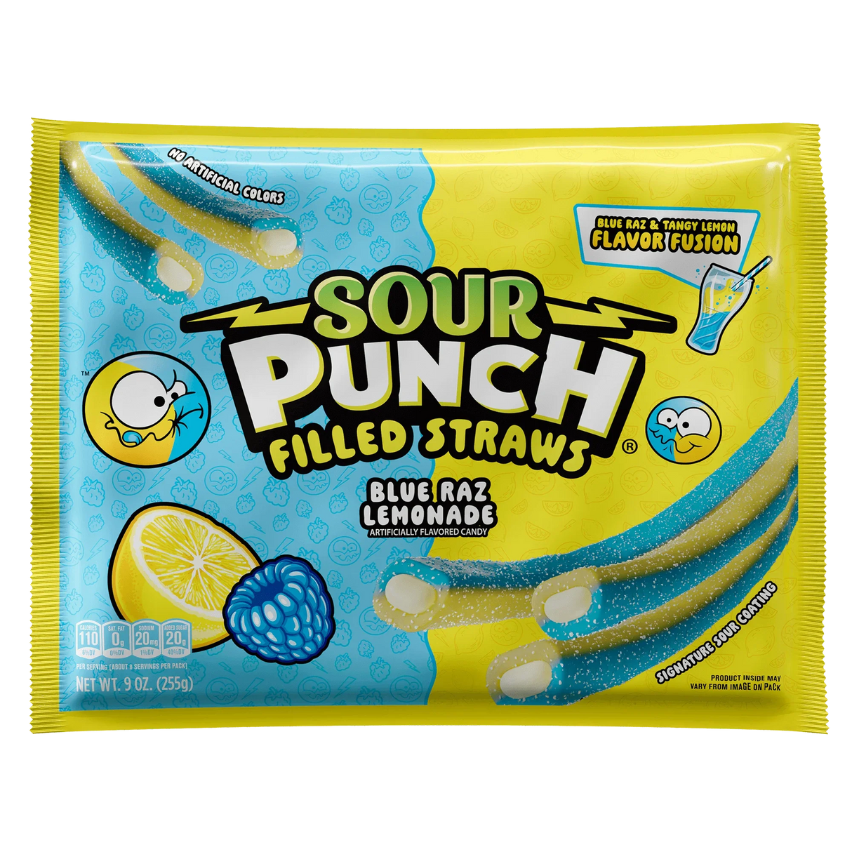 Sour Punch Straws Blue Raz Lemon 5oz 12ct case