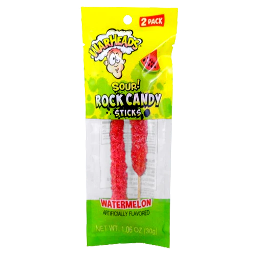 Warheads Sour Rock Candy Sticks Watermelon 2pk 12ct