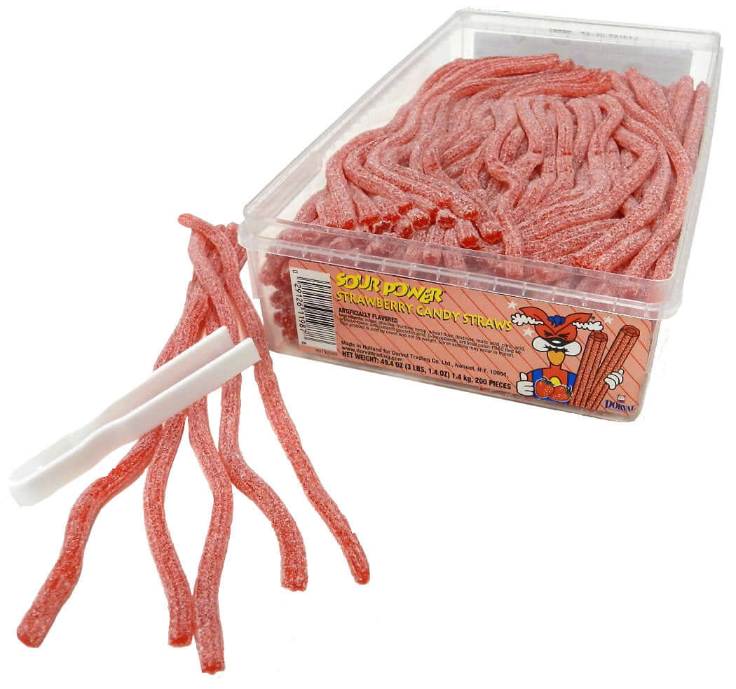 Sour Power Strawberry Sour Straws Tub 200ct-online-candy-store-11987