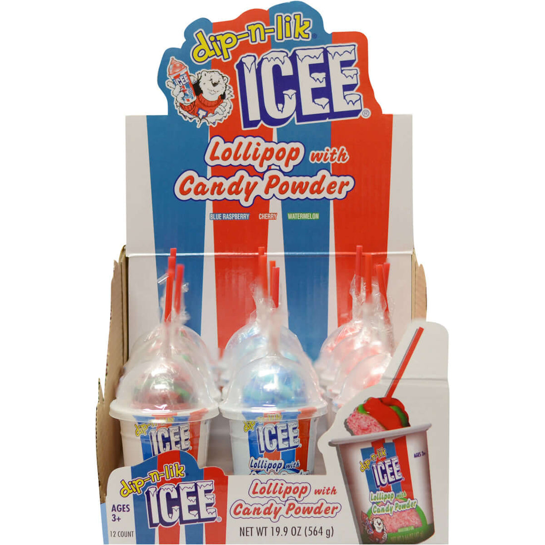 Kokos Icee Dip N Lik Lollipop With Candy Powder 166oz 12ct 1643