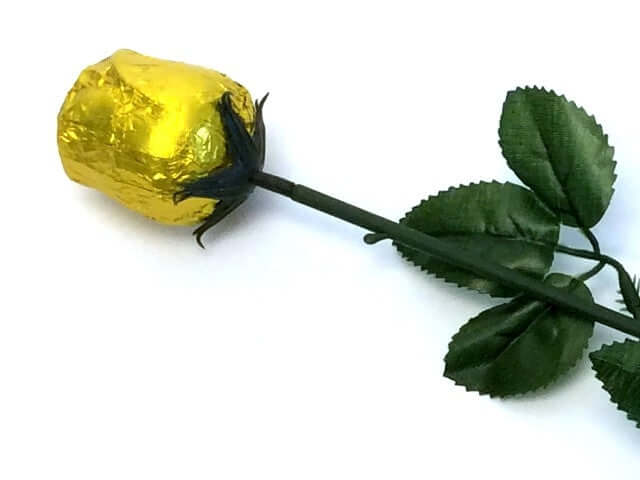 Alberts Belgian Milk Chocolate Long Stem Roses Individually Wrapped Gold Foil 20ct