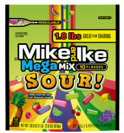 Just Born Mike and Ike Mega Mix SOUR Stand Up Bag