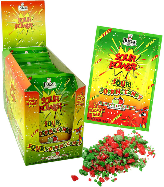 Dorval Sour Power Green Apple and Strawberry Sour Popping Candy 18ct-online-candy-store-17075