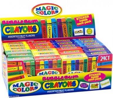 World Magic Colors Bubble Gum Crayons Packs 24ct