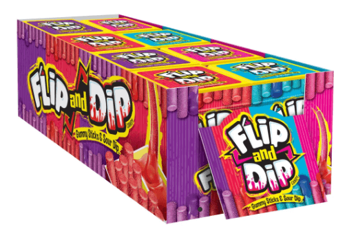 Foreign 34780 Flip and Dip Gummy Sticks Sour Dip 8ct