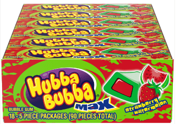 Hubba Bubba Max Gum 5 Pc Strawberry Watermelon 18ct