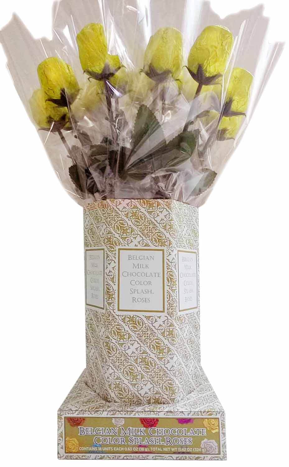 Alberts Belgian Milk Chocolate Long Stem Roses Individually Wrapped Gold Foil 20ct-online-candy-store-1260C