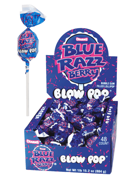 Charms Blow Pops Blue Razz Berry Blue Raspberry Flavor 48ct-online-candy-store-3085