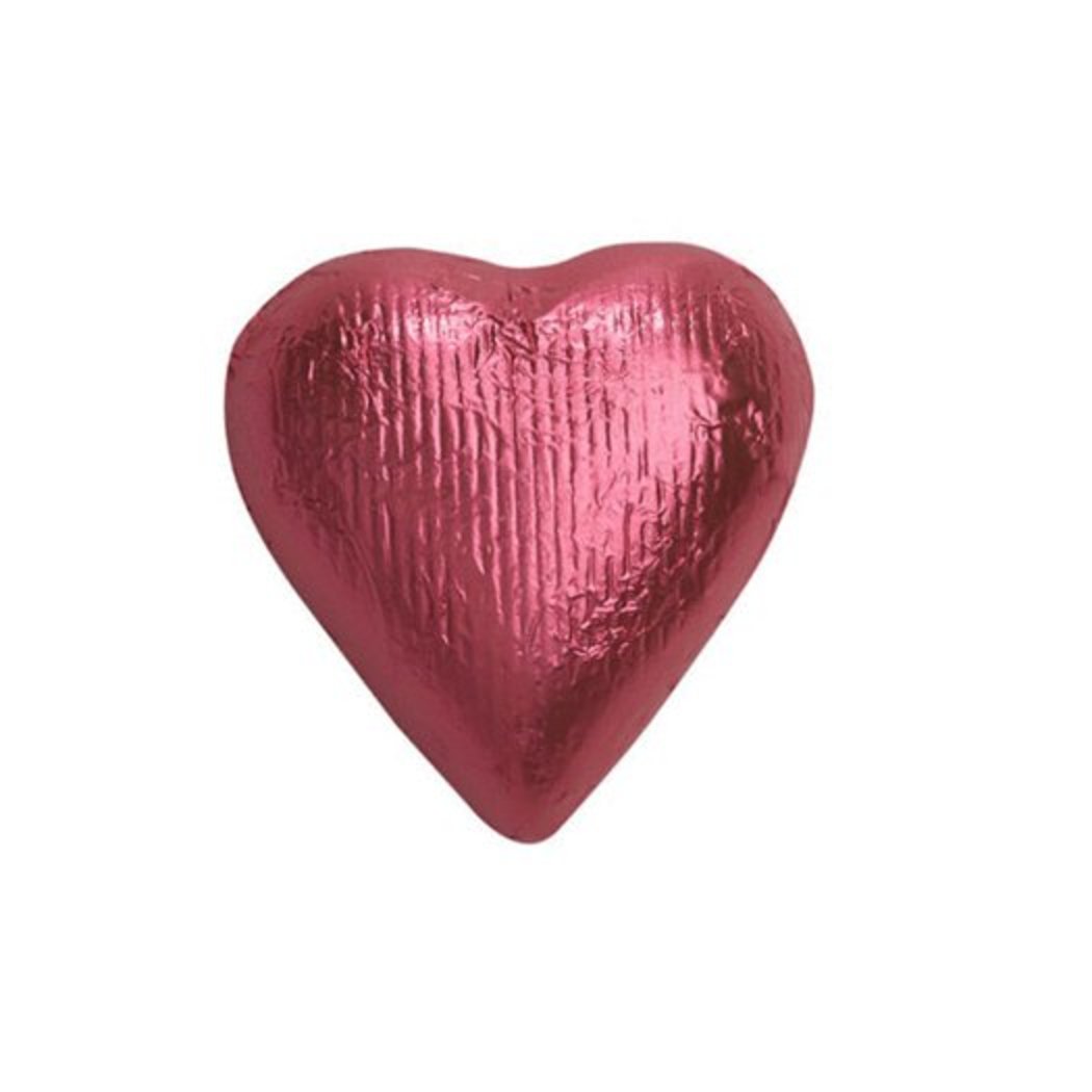 Sweetworks Foiled Solid Milk Bright Pink Hearts 10lb