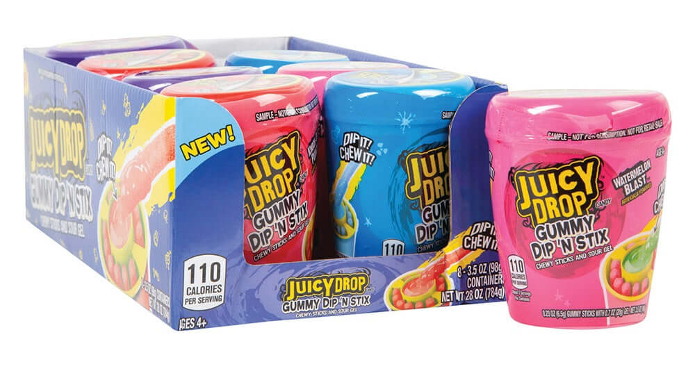 The Bazooka Company Juicy Drop Gummy Dip N Stix Candy 8ct