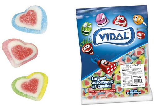 Vidal Triple Assorted Gummy Sugar Hearts 4.4lb